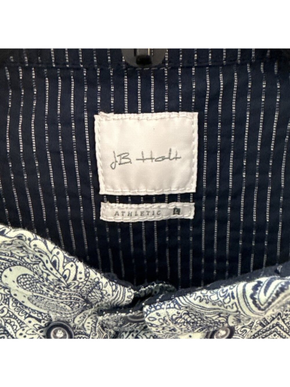 J.B. Holt Mens Shirt Large Long Sleeve Button-Down Teal Kaleidoscopic Paisley - Picture 4 of 10
